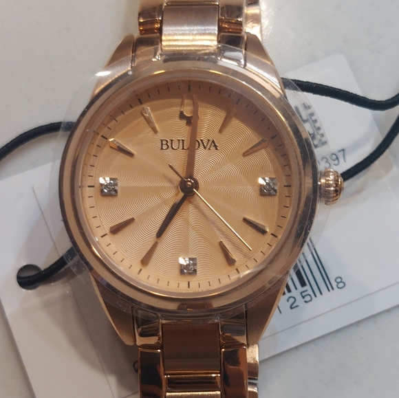 Bulova Accessories - Bulova Rose Gold-Tone Dial Stainless Steel Bracelet Sutton Watch 97P151
